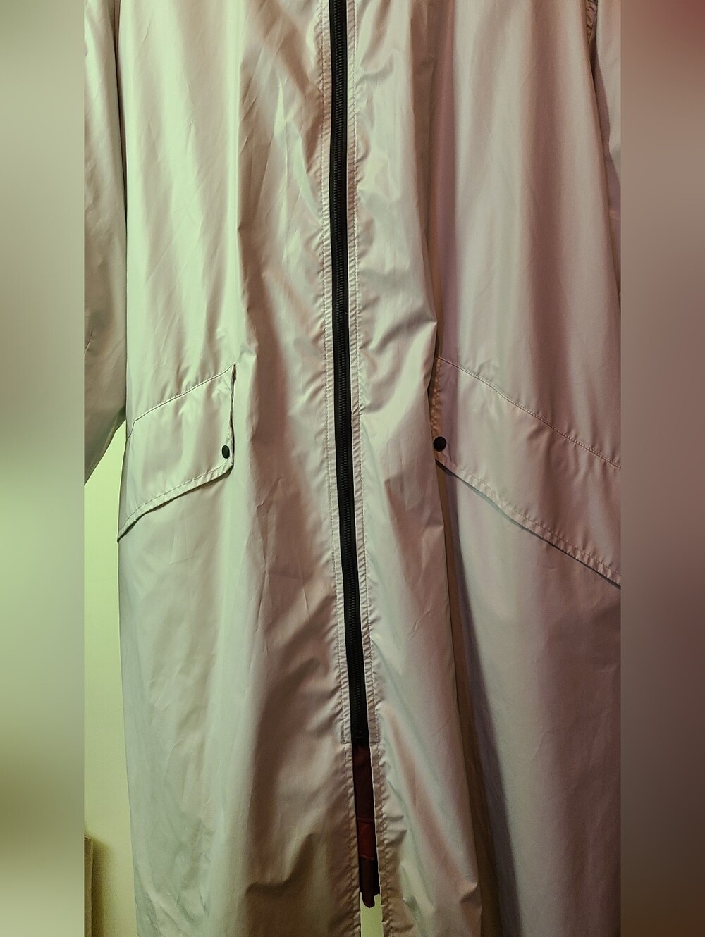 Zara Light Gray Women's Raincoat Jacket with Front Zip